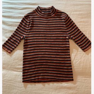 Madewell striped mock-neck knit shirt